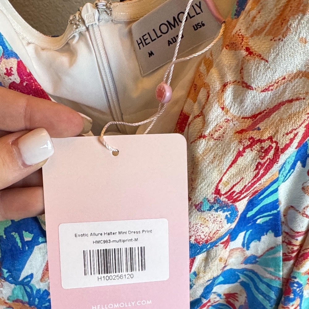 Hello Molly Blue Floral Mini Dress with Pink & Cream Accents - Picture 3 of 3
